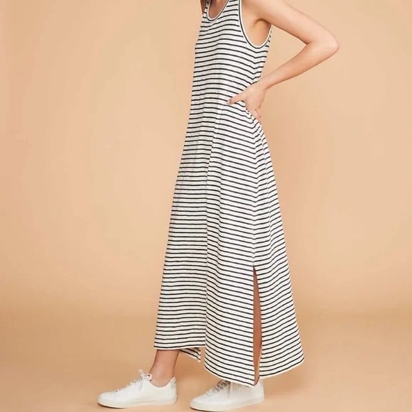 Lou & Grey Dresses & Skirts - Lou & Grey for Loft Striped sleeveless tank Maxi Dress black white size xl